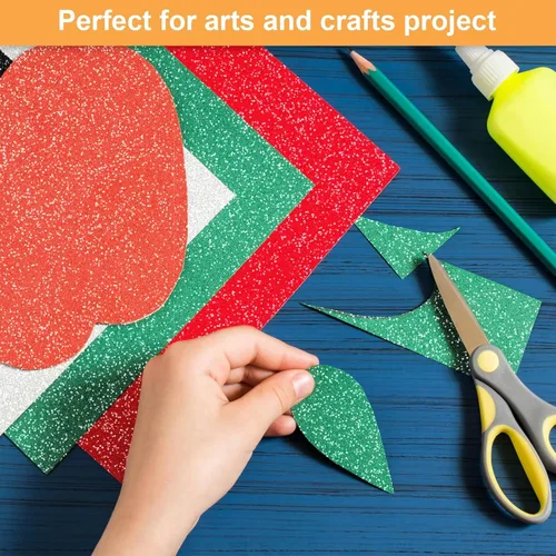 Miniatura 5 de 40 hojas de cartulina con purpurina de 20 colores, cartulina de papel BetyBedy Cricut, purpurina brillante sin desprendimiento, papel A5