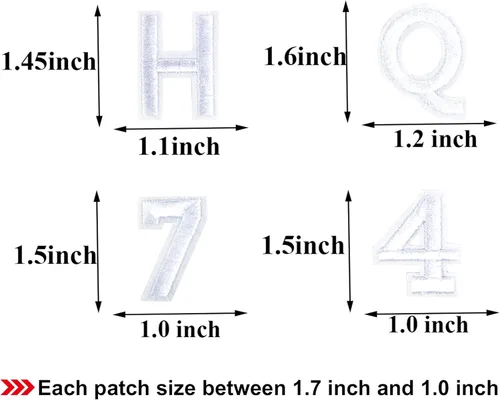 Miniatura 4 de GYGYL - 72 parches de letras y números para planchar, parches de letras blancas del alfabeto bordado de la A a la Z, apliques de números del 0 al 9