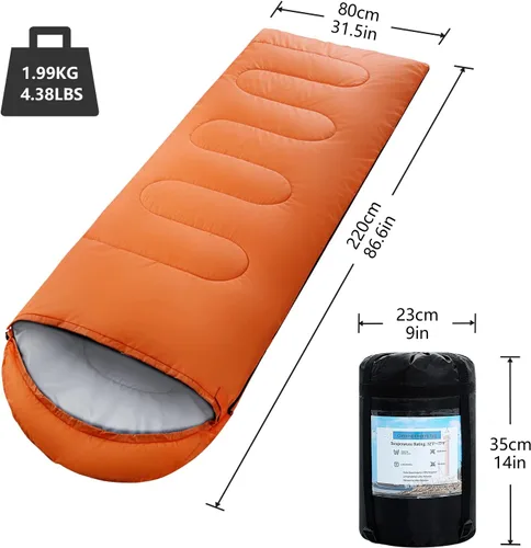 Miniatura 8 de Sacos de Dormir para Adultos, Niños y Niñas - Saco de Dormir Ligero Impermeable para Clima Cálido y Frío con Mochila Compacta, Ideal para 3-4 Rojo
