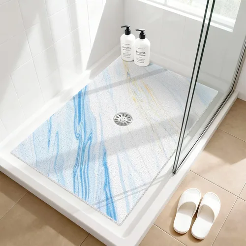 Miniatura 31 de Alfombrilla de ducha cuadrada antideslizante: 24 x 24 pulgadas para ducha interior con orificio de drenaje en el medio, tapete de ducha de masaje