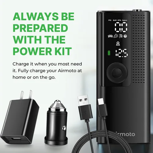 Miniatura 3 de Airmoto y Kit de Energía Paquete de Oferta - 1 paquete - Inflador de Neumáticos Compresor de Aire Portátil con Kit de Energía para Cargar