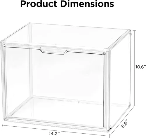 Miniatura 27 de HBlife Paquete de 3 organizadores de almacenamiento de bolsos para armario, caja de exhibición mediana transparente apilable con puerta magnética