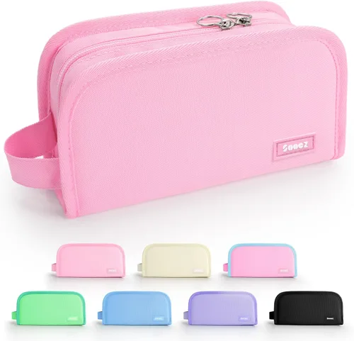 Miniatura 10 de Sooez - Estuche para lápices con apertura amplia, estuche organizador de gran capacidad para artículos de papelería, bolsa estética para lápices
