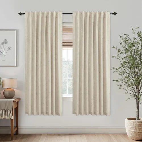 Miniatura 117 de KOUFALL - Cortinas de medio estilo francés de lino para ventana, juego de 2 cortinas cortas de 40 pulgadas de longitud, para privacidad, cortinas