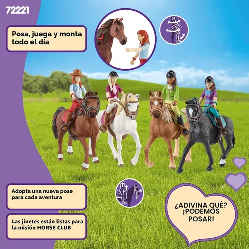 Miniatura 5 de Schleich Horse Club - Juego completo de figuras de juguete de 40 piezas del Horse Club Rider - Figuras articuladas de jinete de Hannah, Sofia, Lisa