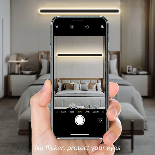 Miniatura 4 de Paquete de 2 luces LED de pared modernas de 47 pulgadas de largo, 24 W, blanco cálido, 110 V, lámpara de pared rectangular negra, elegante acrílico
