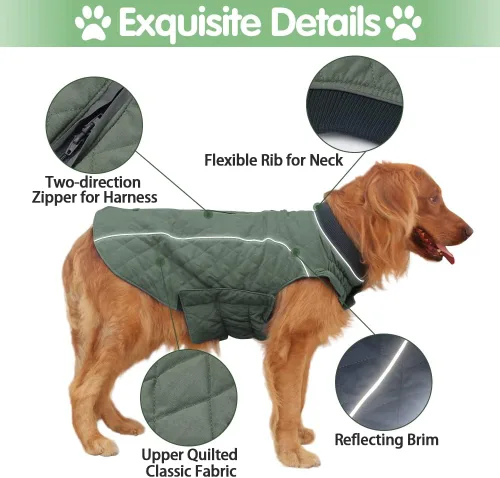 Miniatura 3 de EMUST Abrigos de invierno para perros, chaquetas resistentes al viento para clima frío, ropa de cachorro con cuello alto, 7 tamaños, 13