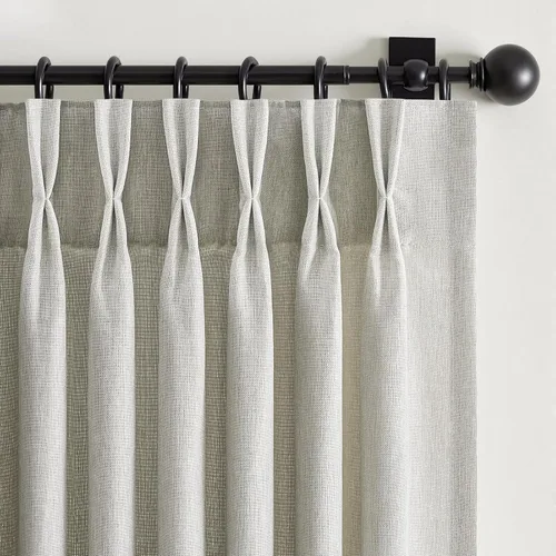 Miniatura 16 de 2 paneles de cortinas plisadas de lino beige de 84 pulgadas de largo, para dormitorio y sala de estar, cortina plisada con ganchos y pestaña trasera