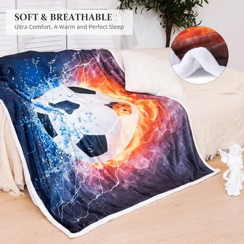 Miniatura 3 de Manta de fútbol, manta de fútbol, manta de franela suave, manta de fútbol adorable para niños, manta de cama súper suave de franela para sofá