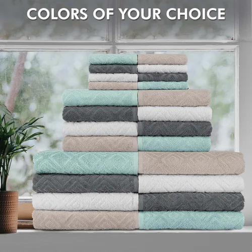 Miniatura 7 de Nine West - Juego de toallas de lujo de 6 piezas, fabricadas con 100% algodón turco, altamente absorbentes y cómodas, incluye 2 toallas de baño, 2