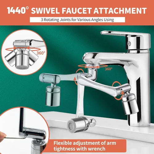 Miniatura 3 de Patentado CECEFIN 1080° Extensor de Grifo Giratoria - Aireador de Fregadero - Extensión de Grifo de Agua con 2 Modos de Salpicadura, Accesorio