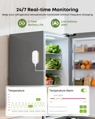 Miniatura 2 de MOCREO Termómetro WiFi para congelador con alarma de congelador, pantalla de pantalla, alertas de zumbador de correo electrónico de aplicación