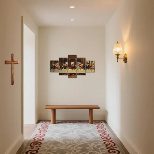 Miniatura 3 de YOUHONG 5 piezas de arte de pared de la última cena, decoración de pared cristiana de Jesús, carteles de Leonardo Da Vinci, decoración de comedor