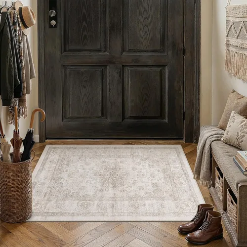 Miniatura 96 de PureCozy - Alfombra de área beige de 8 x 10, lavable, vintage, alfombra para sala de estar, dormitorio, gran alfombra suave retro de pelo bajo