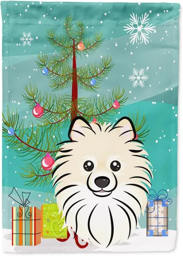 Miniatura 85 de Caroline's Treasures BB1622CHF - Bandera de casa Shih Tzu con árbol de Navidad y gris plateado para porche, grande, para colgar en la pared
