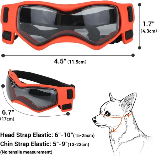 Miniatura 5 de Gafas de sol para perros de razas pequeñas, lentes de sol para perros con protección UV, para cachorros para mascotas pequeñas al aire libre, Naranja