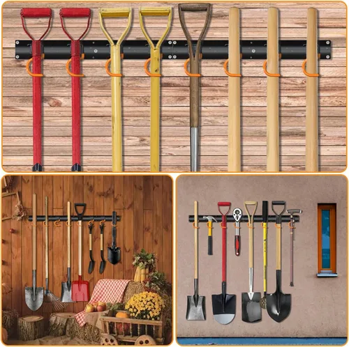 Miniatura 6 de 3-H Organizador de herramientas de jardín de metal de 24 x 16 pulgadas, soporte de pared para garaje, cobertizo, jardín, rastrillo para colgar
