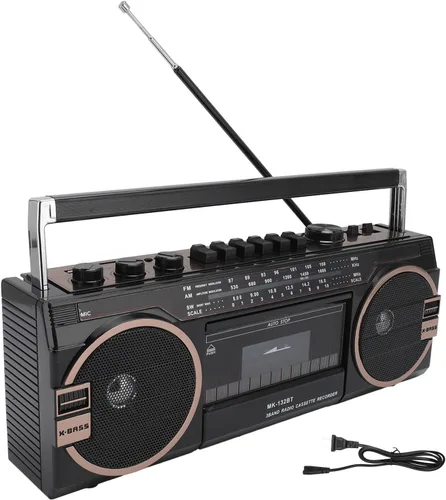 Miniatura 7 de Reproductor de casete portátil, Retro Blueooth, AM FM SW Radio estéreo reproductor de cinta de casete con altavoz grande y conector
