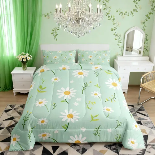 Miniatura 30 de Manfei Juego de Edredón Floral de Acuarela Tamaño Twin, Juego de Ropa de Cama de Flores Botánicas y Hojas 2 piezas, Edredón de Plumón de Flores