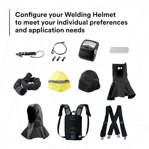 Miniatura 10 de Casco de soldadura 3M Speedglas G5-01 y conjunto PAPR Adflo de alta altitud, sin ADF, resistente con visera abatible, diseño compacto con suspensión