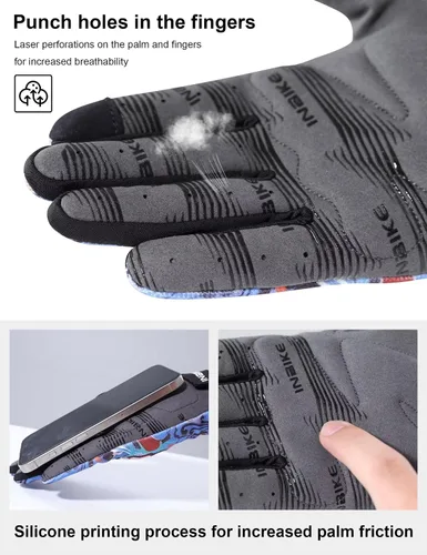 Miniatura 4 de INBIKE Guantes de ciclismo para hombres y mujeres, guantes de bicicleta transpirables con dedos completos, antideslizantes, pantalla táctil