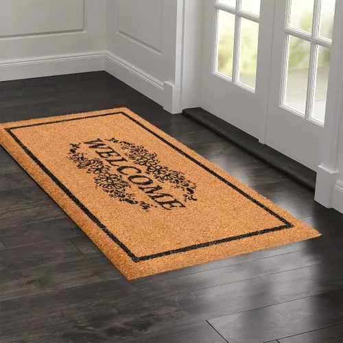 Miniatura 21 de LuxUrux Alfombra de Fibra de Coco de Bienvenida - Respaldo Extra Resistente, 17'' x 30'' Alfombra Natural para Puerta - Fácil de Limpiar, Hermoso