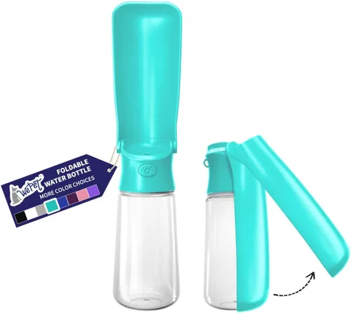 Miniatura 14 de WePet Botella de agua plegable portátil para perros, dispensador de agua para cachorros con alimentador para beber, 12 onzas, resistente a altas