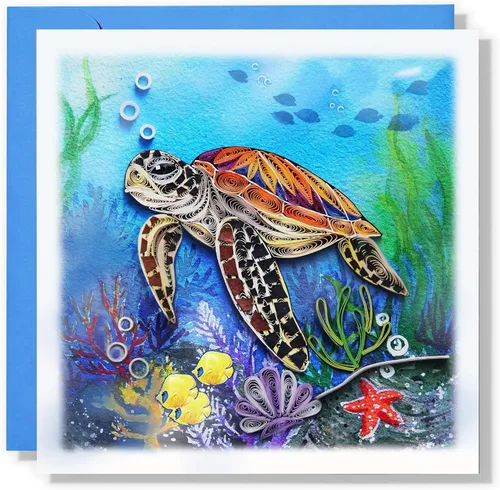 Miniatura 7 de Colorido animal bajo el mar, tarjeta de felicitación para pareja, tarjeta de Quilling de color de agua, tarjeta de arte para recuperarse pronto