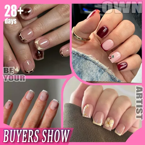 Miniatura 2 de UNA GELLA Puntas de uñas postizas extra cortas: 504 unidades de uñas cuadradas falsas preformadas XS, uñas cuadradas cortas a presión, puntas