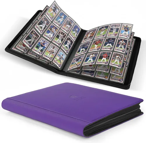 Miniatura 11 de Carpeta Premium de Tarjetas Coleccionables con más de 1000 bolsillos, Carpeta de 16 bolsillos sin anillo de carga lateral para cartas de Negro