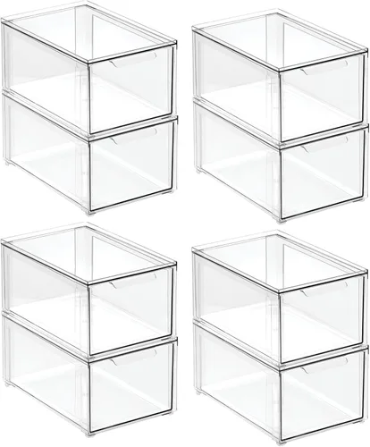 Miniatura 7 de mDesign Lumiere Collection - Contenedor organizador apilable de plástico con cajón extraíble para gabinete, tocador, estante, armario, armario u