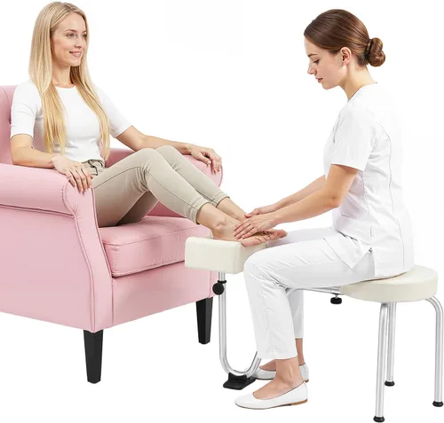Miniatura 10 de Reposapiés de pedicura, altura y longitud ajustables, reposapiés portátil independiente para salón, reposapiés de masaje para tecnología de uñas