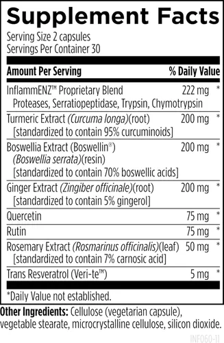 Miniatura 2 de Designs for Health Inflammatone - Suplementos de cúrcuma con enzimas proteolíticas, boswellia, quercetina y resveratrol (60 cápsulas)
