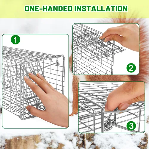 Miniatura 5 de Qualirey 1 trampa para ardillas humanitarias, resistente para animales vivos, captura y liberación, trampa para ratas para animales pequeños al aire