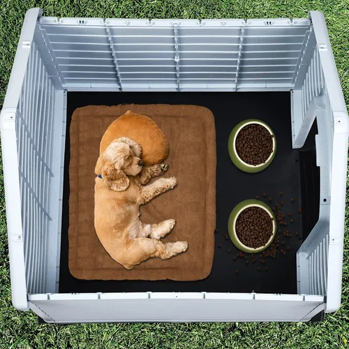 Miniatura 4 de DWVO Casa grande para perros al aire libre, caseta de plástico con rejillas de ventilación y clavos de tierra, refugio aislado para cachorros