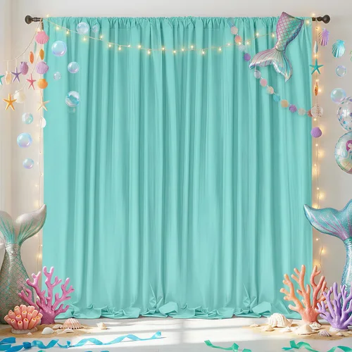 Miniatura 32 de Cortinas de Telón de Fondo Blanco de 2 Paneles 5 x 1,5 m de Poliéster, Telón de Fondo para Fotografía, Cortinas para Decoración de Fondo de Boda
