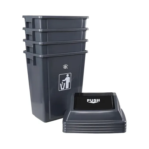 Miniatura 4 de Paquete de 4 cubos de basura de reciclaje de 13 galones para el hogar dormitorio y la oficina, contenedor de reciclaje grande con tapa, color gris