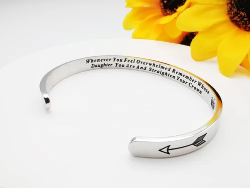 Miniatura 206 de Pulseras inspiradoras para mujer, joyería de acero inoxidable, con refranes, pulsera motivacional con mensaje oculto, pulseras grabadas para mejor