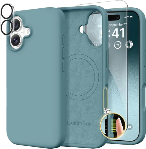 Miniatura 127 de GolbinBox Funda magnética para iPhone 17, compatible con MagSafe, cubierta de silicona integrada para control de cámara, funda de silicona líquida a