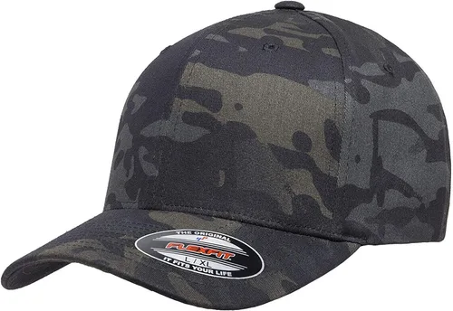 Flexfit Multicam - Gorra de béisbol 6 paneles con licencia oficial 2 patrones camuflaje negro o camuflaje verde