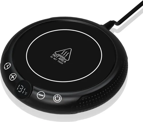 Miniatura 11 de Calentador de taza de café, calentador eléctrico de tazas para escritorio, plato calentador de velas con pantalla de temperatura, ajuste de 8