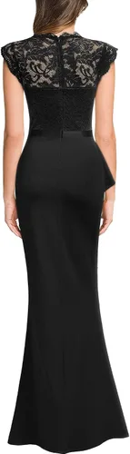 Miniatura 2 de MISSMAY Vestido largo de boda formal sin mangas con encaje floral retro para mujer
