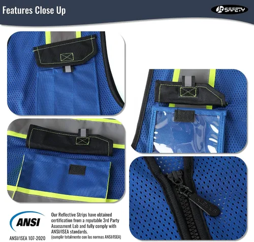 Miniatura 3 de JKSafety Hi Vis Chalecos de Seguridad Reflectantes para Hombres y Mujeres Chaleco de Alta Visibilidad con Bolsillos Construcción de Tela de Malla