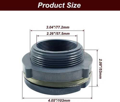 Miniatura 2 de 1 unidad Accesorio de Mamparo NPT2 de PVC, Conector de Tanque de Agua de Plástico de 2 Pulgadas con Rosca Pasante para Barriles de Lluvia, Acuarios