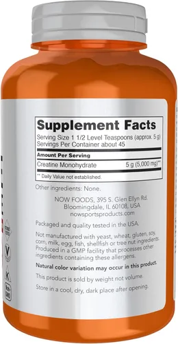 Miniatura 2 de NOW Foods Nutrición Deportiva, Polvo de Monohidrato de Creatina, Construcción de Masa*/Producción de Energía*, 8 onzas