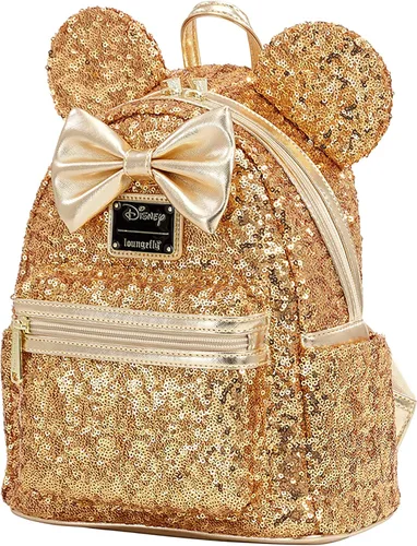Miniatura 2 de Loungefly X LASR - Mochila exclusiva de Minnie con lentejuelas de oro amarillo, Oro, Classic