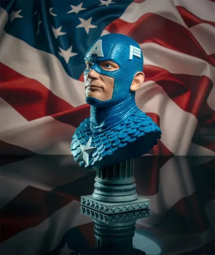 Miniatura 6 de Leyendas en 3-Dimensiones: Marvel Comics Capitán América 1: 2 Escala Busto, Multicolor