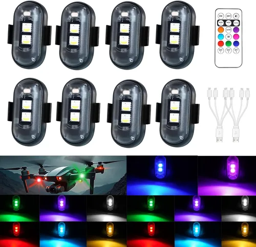 Miniatura 10 de Luces estroboscópicas LED inalámbricas con control remoto, luces de advertencia anticolisión recargables por USB, impermeables, luces LED