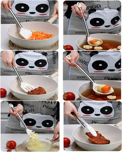 Miniatura 3 de Juego de 34 utensilios de cocina de silicona, resistentes al calor, aptos para lavavajillas, juego de espátulas con mango de acero inoxidable