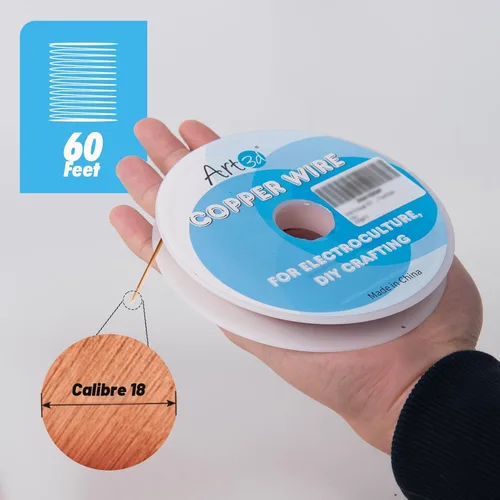 Miniatura 4 de Art3d Alambre de cobre suave puro calibre 18, 60 pies, 99.9% para electrocultura, jardinería, fabricación de joyas, cuentas, proyectos de ciencia